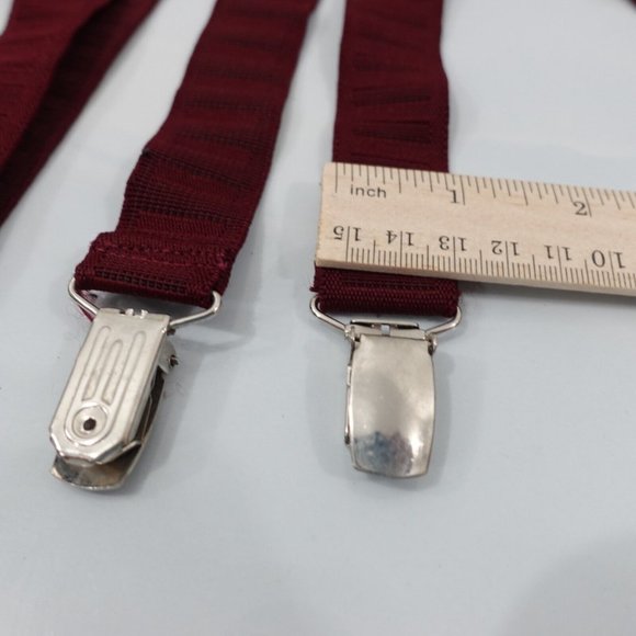 Suspender Mens Red Clip On X Back Adjustable Strap Stretch Classic Cabernet - Picture 5 of 7